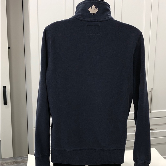 🦫 Roots Quarter-Zip Sweatshirt - Navy Blue - Size Small  🇨🇦 - Picture 5 of 14